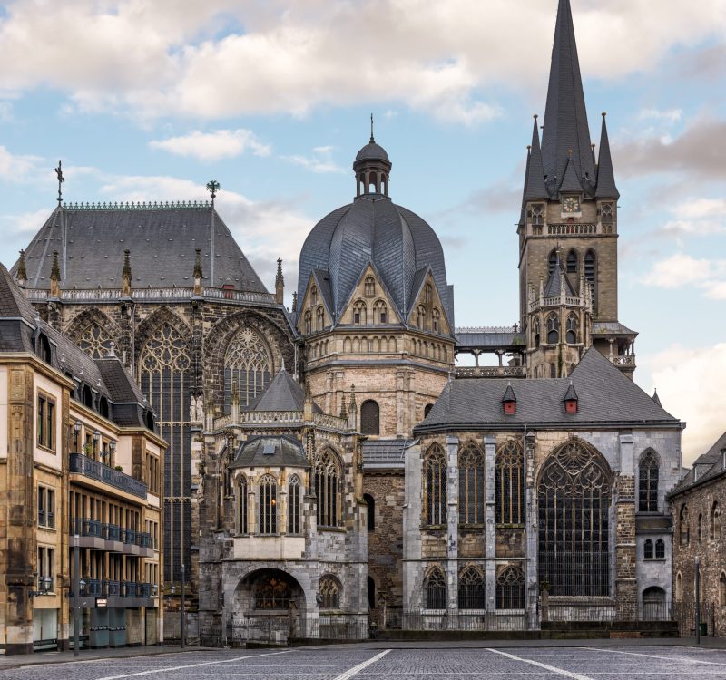 The Beautiful Cathedral of Aachen at the Sunset, NRW, Germany.